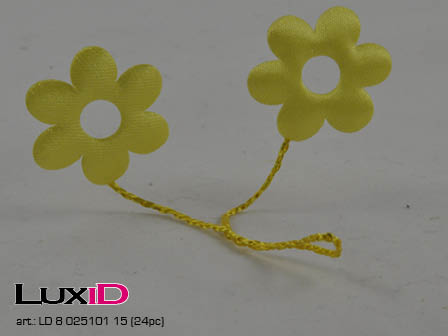 Satin flower on wire 15 yellow 3cm (24pc)